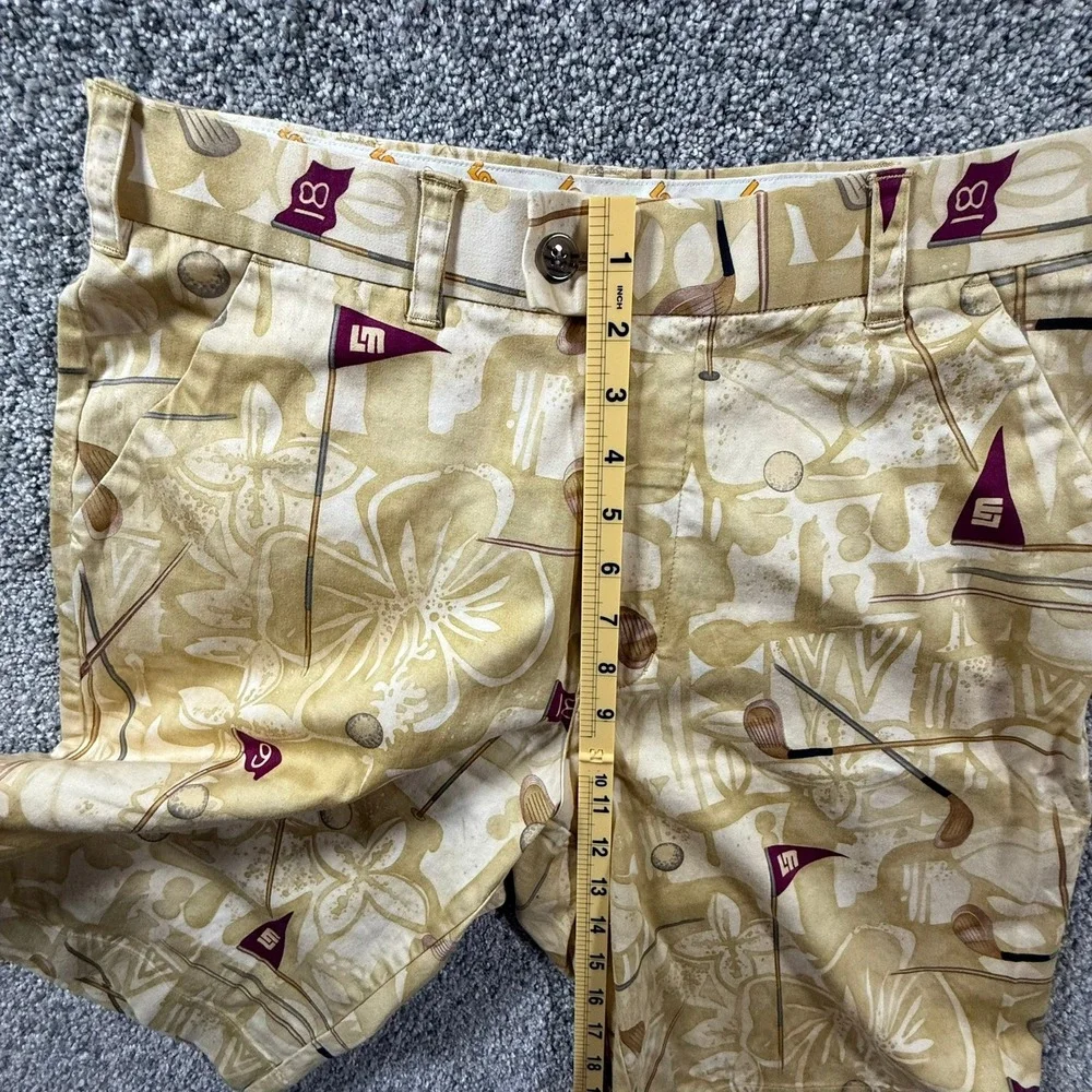 Loudmouth Golf Shorts Men's‎ 32 Hawaiian Golf Print Cotton Stretch Flat Front
